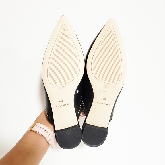 NWOB COLE HAAN Raelyn Leather Black Mules - Picture 7 of 7
